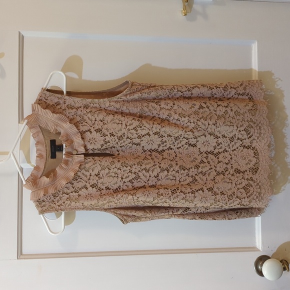 J Crew ruffle neck lace top - Picture 1 of 4